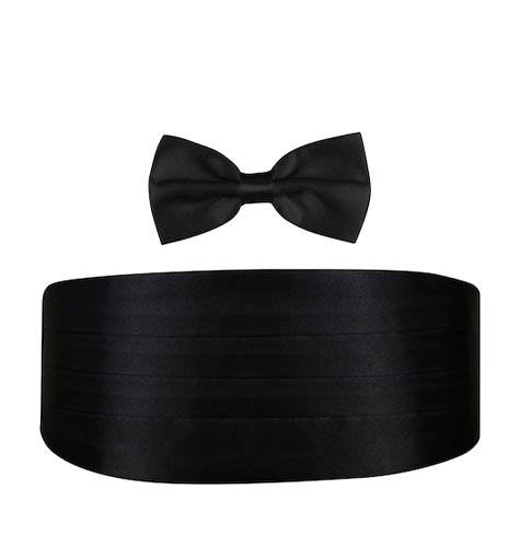 Black Satin Cummerband and Bow Tie Set